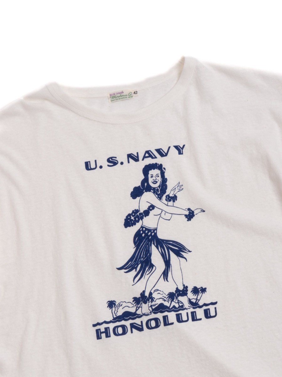 Warehouse & Co Lot 4091 Usn Skivvy Shirts Honolulu Off White | T Shirt S/S Print