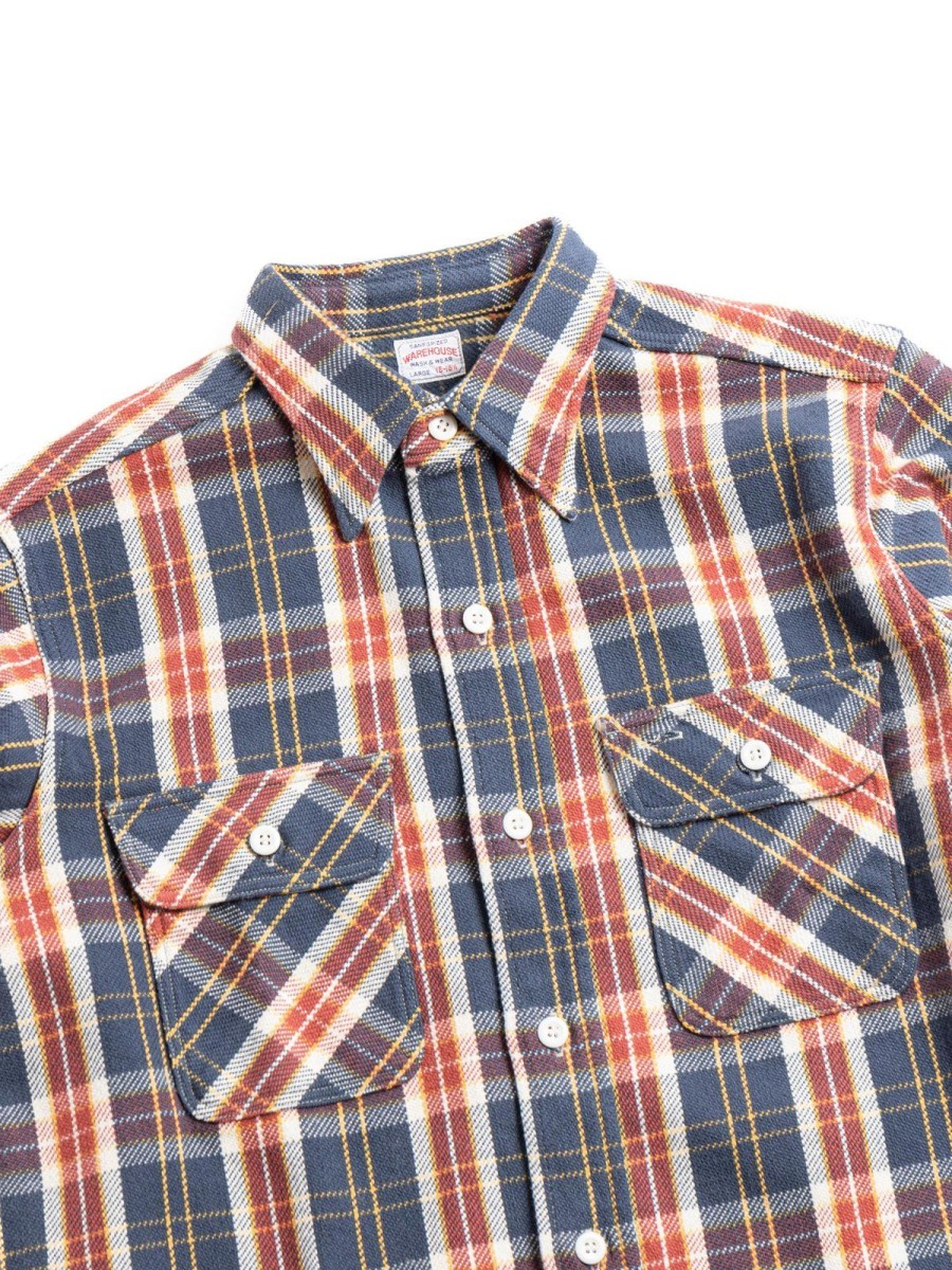 Warehouse & Co Lot 3104 Flannel Shirt (Ow) Pattern C Navy | Shirts