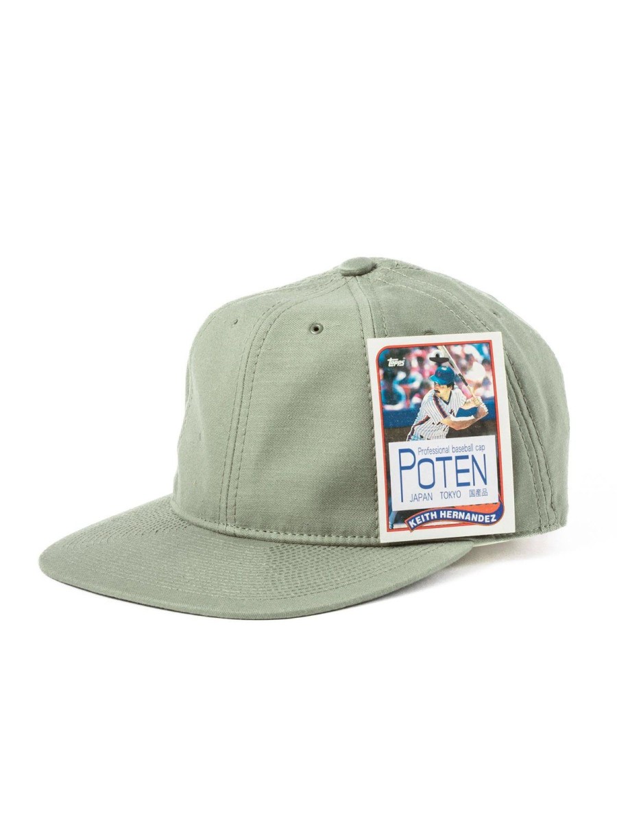 Poten Back Satin Olive Baseball Cap | Headwear