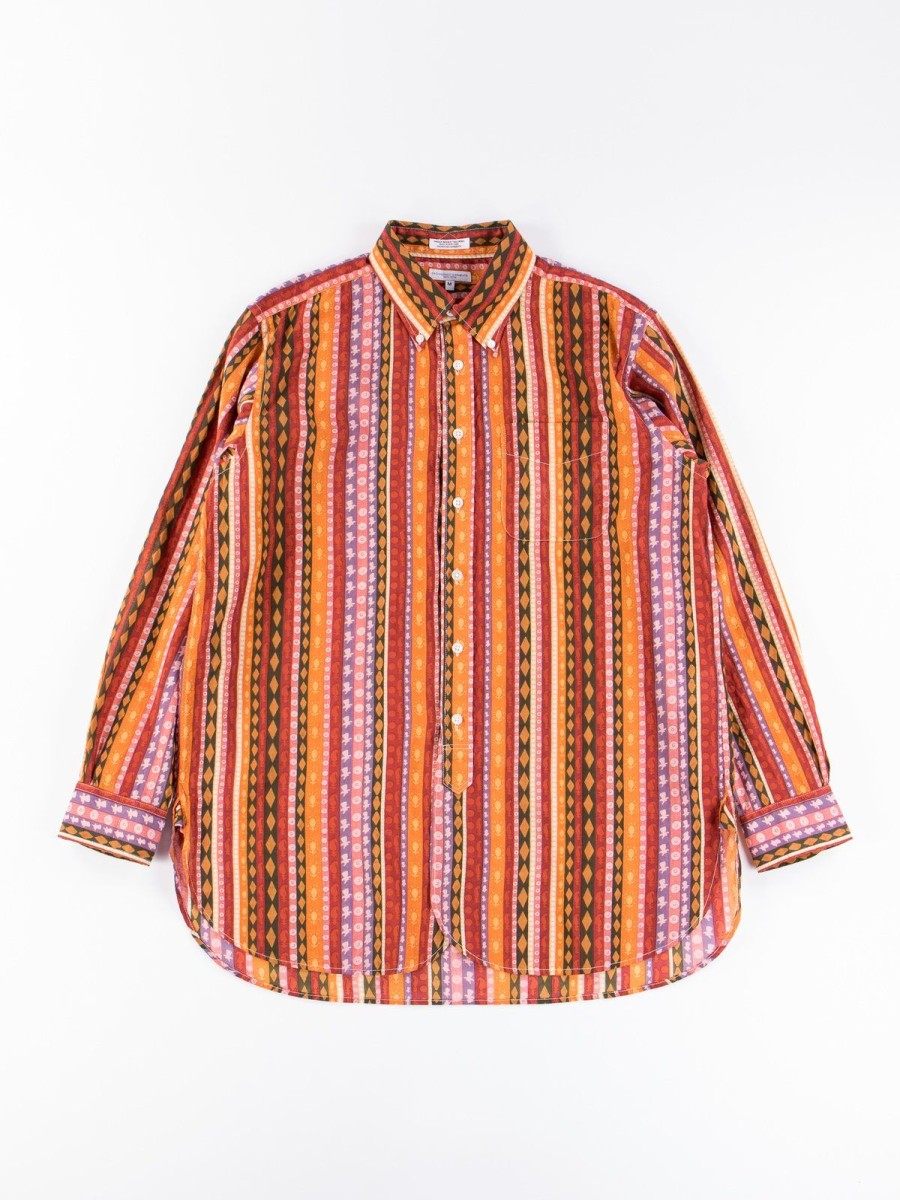 Engineered Garments Orange Cotton Lawn Batik Stripe 19Th Century Bd Shirt | Shirts