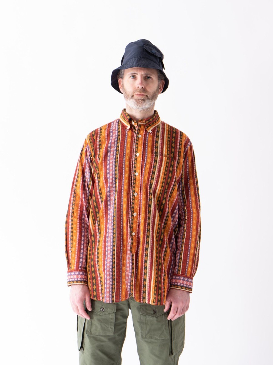 Engineered Garments Orange Cotton Lawn Batik Stripe 19Th Century Bd Shirt | Shirts