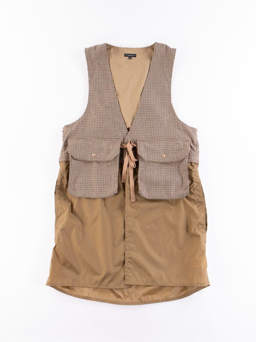 Engineered Garments Brown Wool Poly Gunclub Check Long Fowl Vest | Vests & Aprons