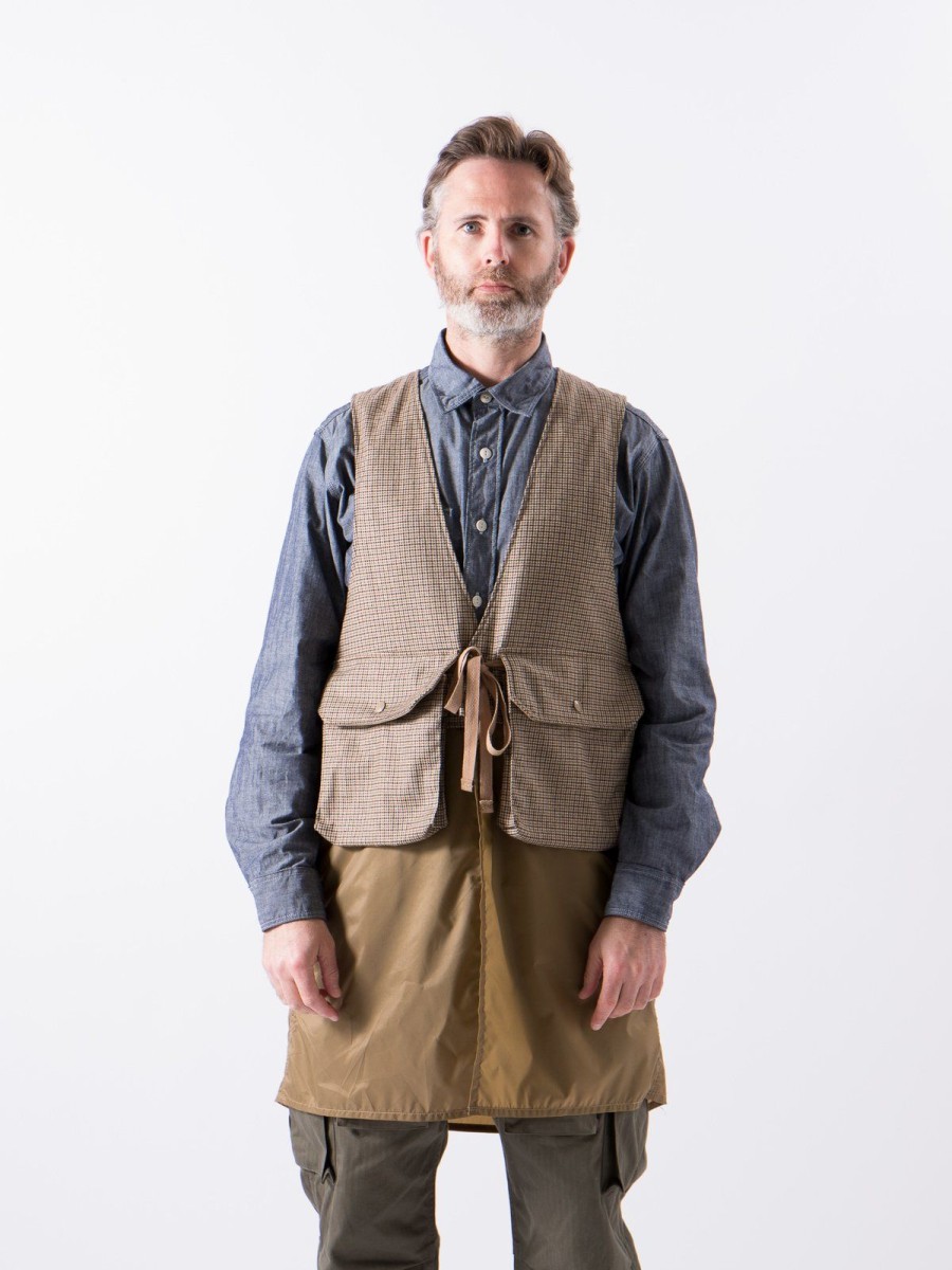 Engineered Garments Brown Wool Poly Gunclub Check Long Fowl Vest | Vests & Aprons