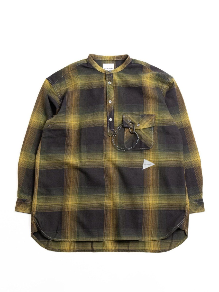 and wander Thermonel Check Pullover Shirt Khaki | Shirts