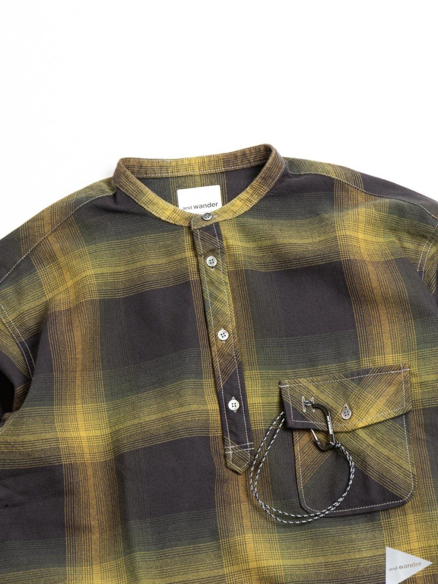 and wander Thermonel Check Pullover Shirt Khaki | Shirts