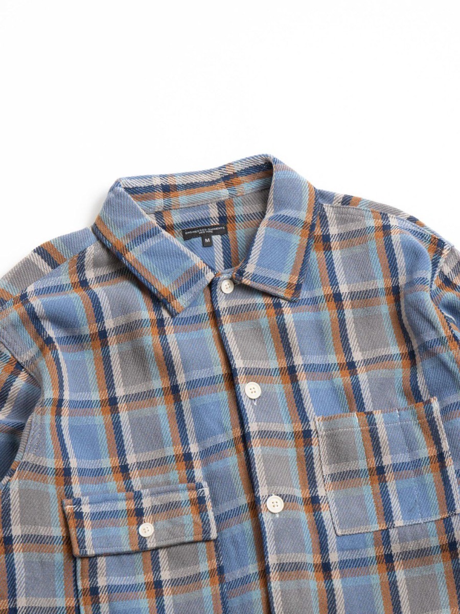 Engineered Garments Ba Shirt Jacket Blue Cotton Heavy Twill Plaid | Shirts