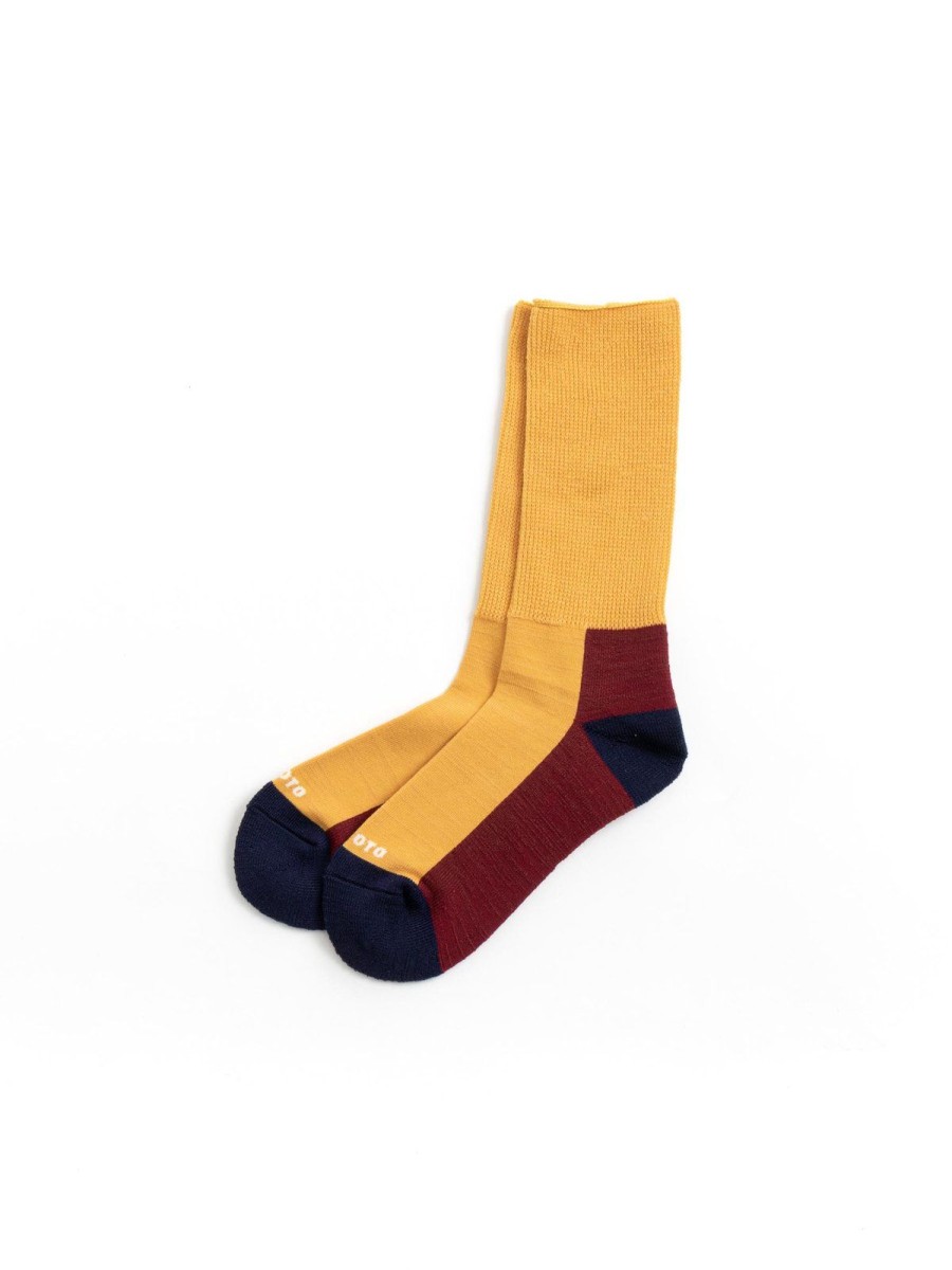 RoToTo Hybrid Pile Crew Socks Merino Wool Ylw/Bur/Nvy | Socks