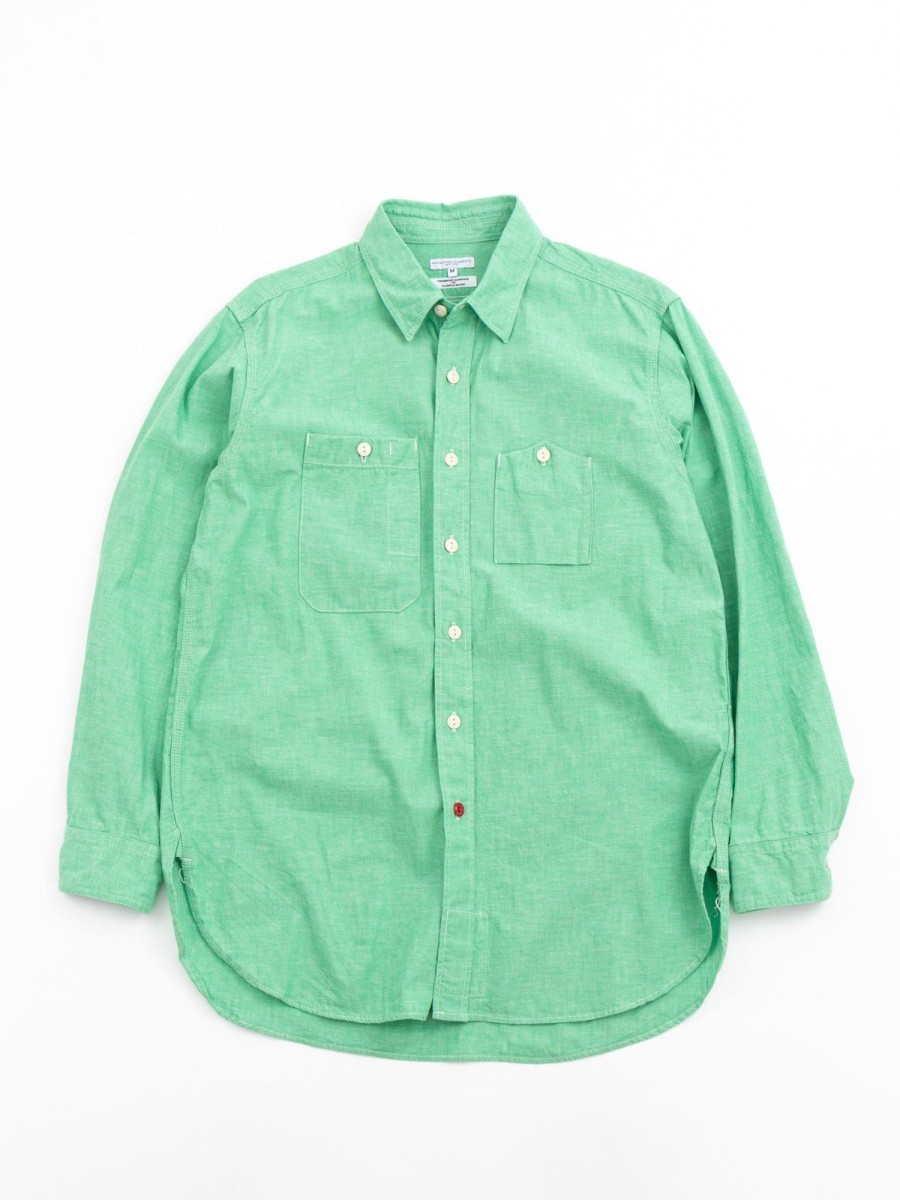 Engineered Garments For The Bureau Work Shirt Green Chambray Japanese Narrow Loom (Tbb Exclusive) | Shirts