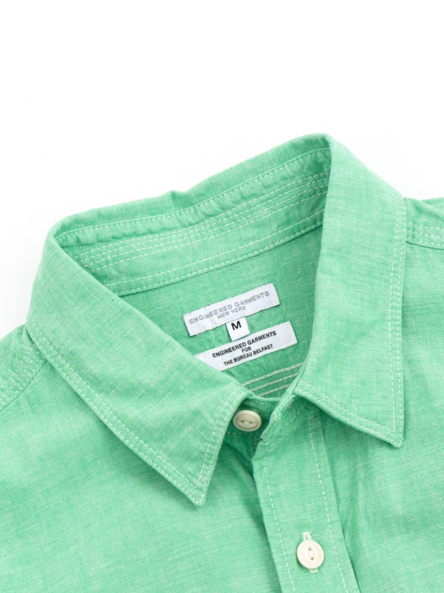 Engineered Garments For The Bureau Work Shirt Green Chambray Japanese Narrow Loom (Tbb Exclusive) | Shirts