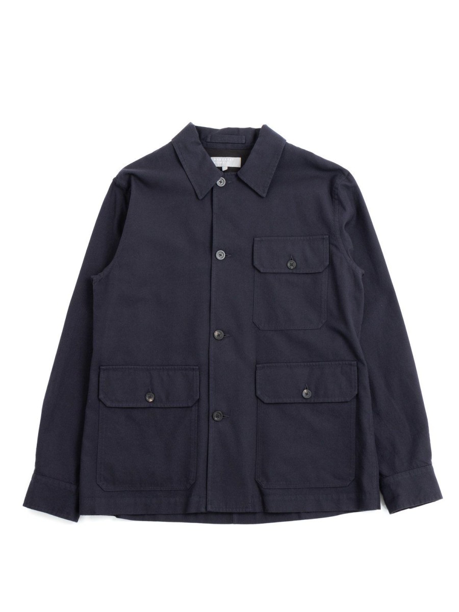 Margaret Howell Heavy Military Overshirt Brushed Wool Twill Ink | Jackets