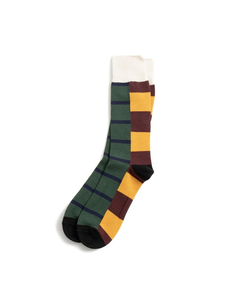 RoToTo Multi Rugger Pattern Crew Socks Bur/Yel/Blk | Socks