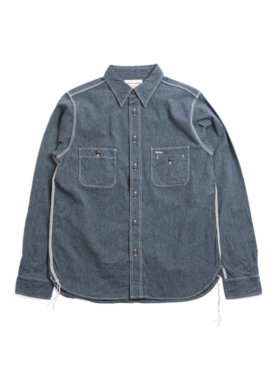 SAMURAI Sjcbs23 Twisted Heather Selvedge Chambray Navy | Shirts