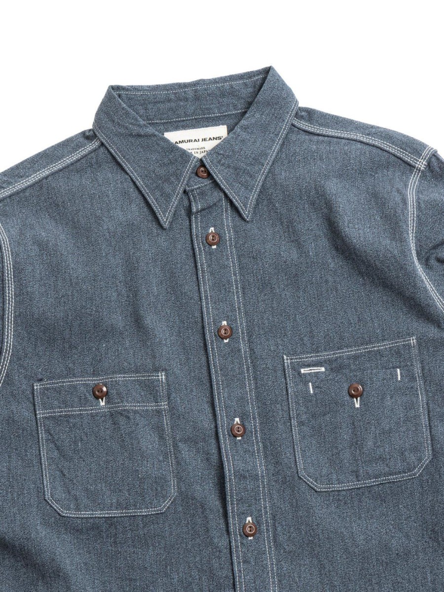 SAMURAI Sjcbs23 Twisted Heather Selvedge Chambray Navy | Shirts