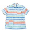 Engineered Garments Camp Shirt Blue Horizontal Multi Stripe | Shirts