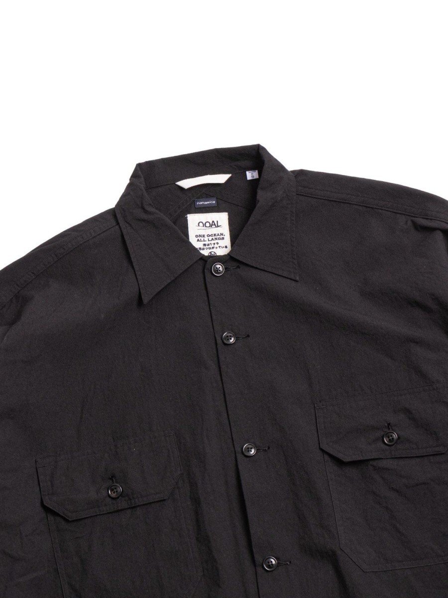 Nanamica Cotton Wool Deck Shirt Black | Shirts