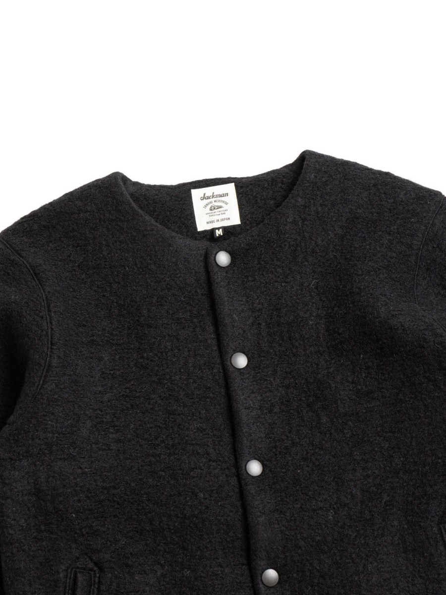 Jackman Wool Collarless Jacket Black | Jackets