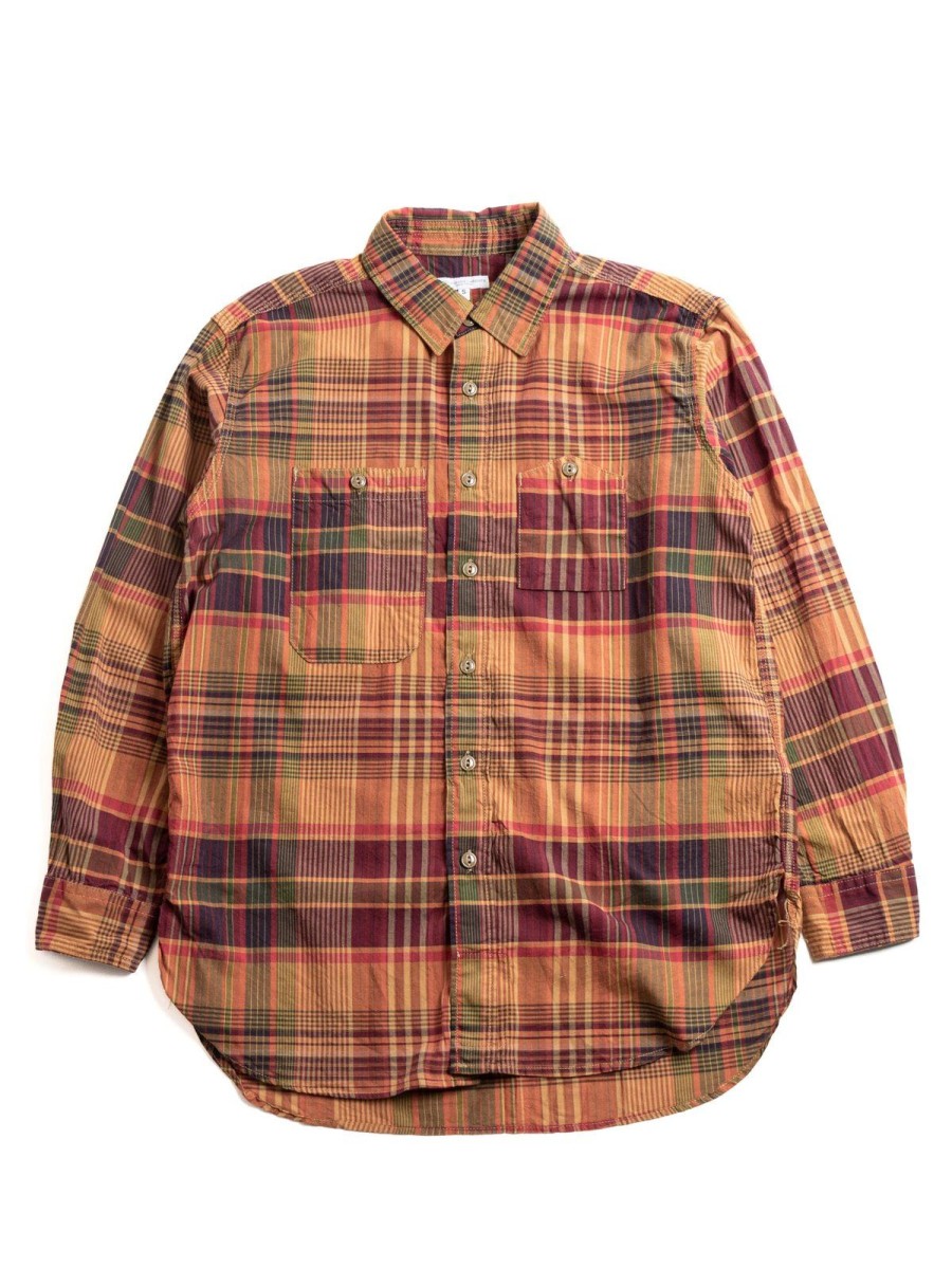 Engineered Garments Work Shirt Navy/Khaki Cotton Plaid | Shirts