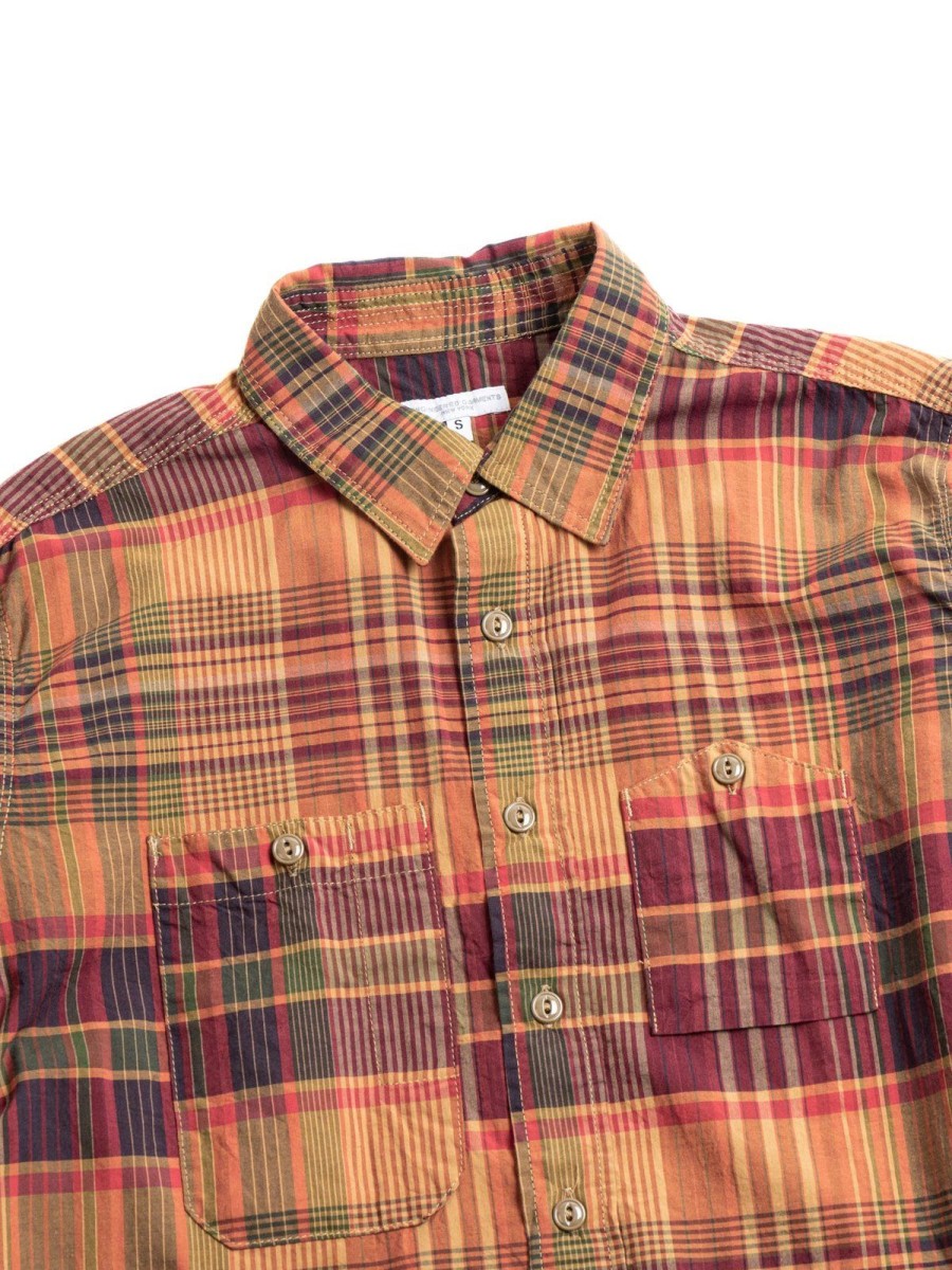 Engineered Garments Work Shirt Navy/Khaki Cotton Plaid | Shirts