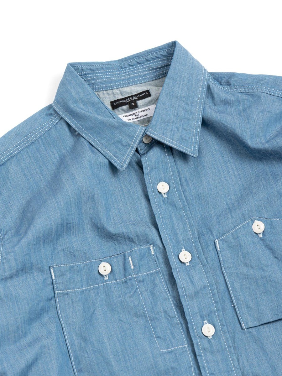 Engineered Garments For The Bureau Work Shirt Lt Blue Japanese Denim Tbb Exclusive | Shirts