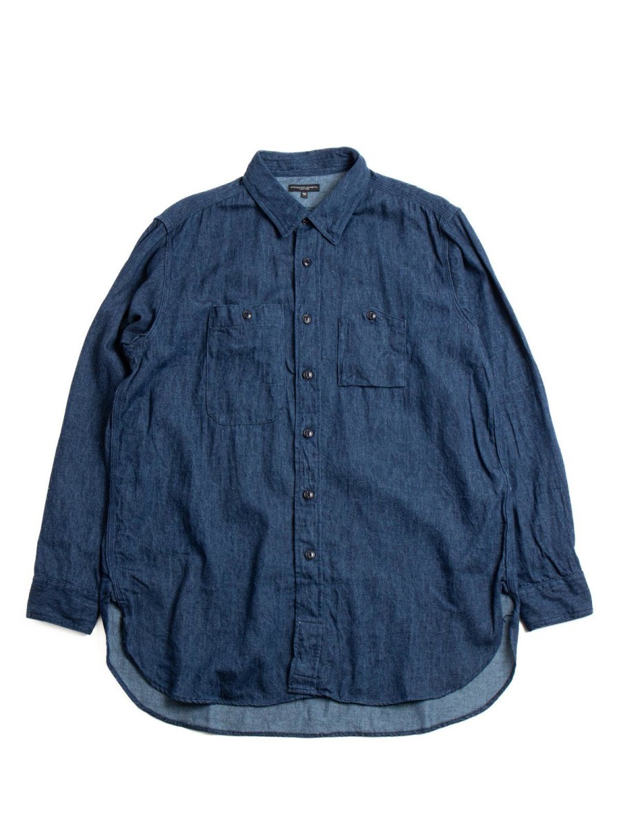 Engineered Garments Work Shirt Navy Hemp Cotton Denim | Shirts