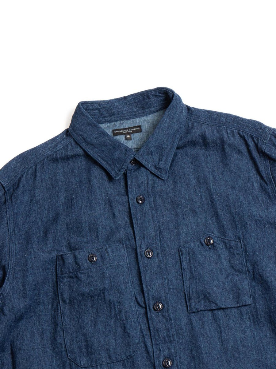 Engineered Garments Work Shirt Navy Hemp Cotton Denim | Shirts