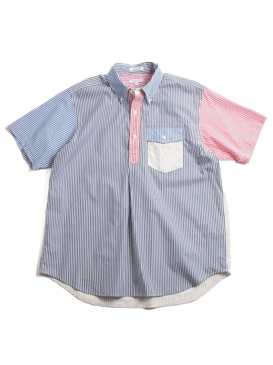 Engineered Garments Popover Db Shirt Navy Candy Stripe Broadcloth | Shirts