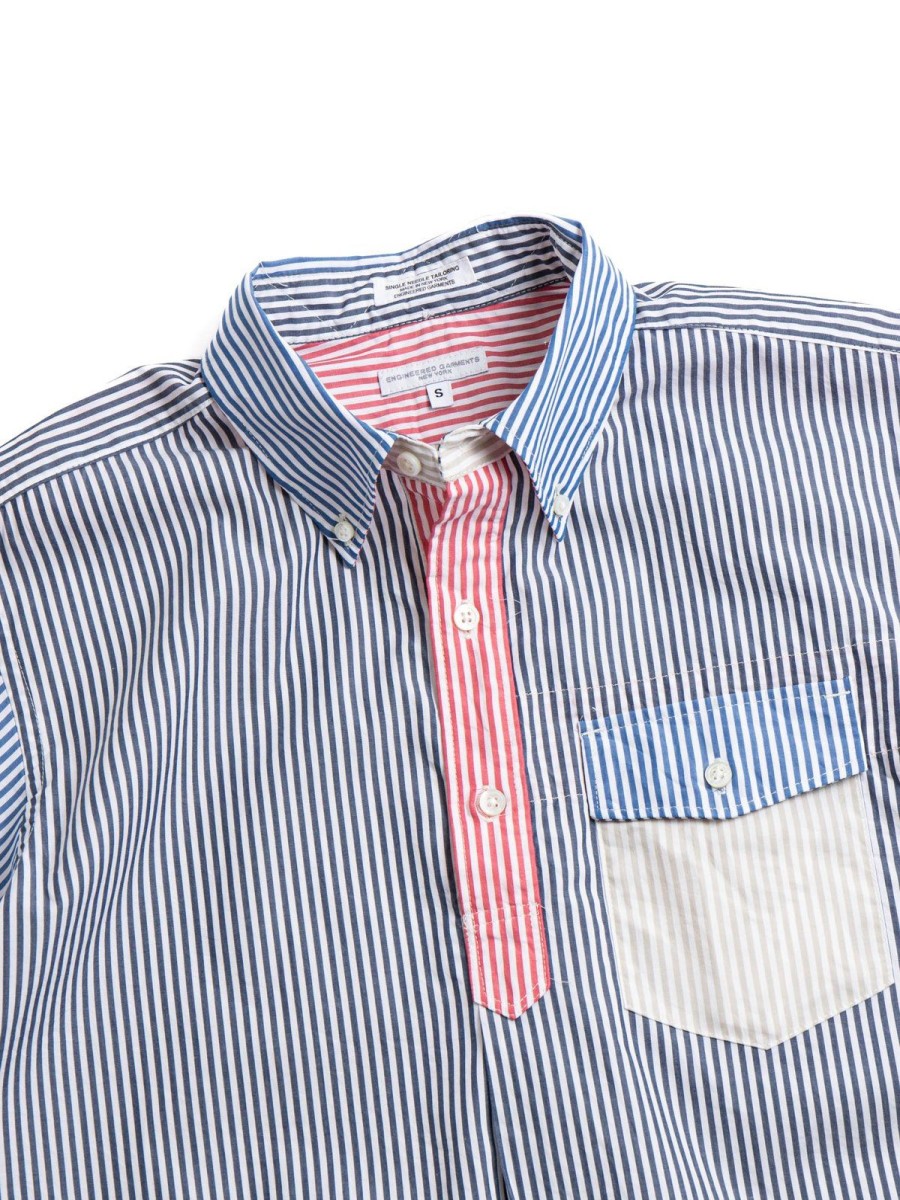 Engineered Garments Popover Db Shirt Navy Candy Stripe Broadcloth | Shirts