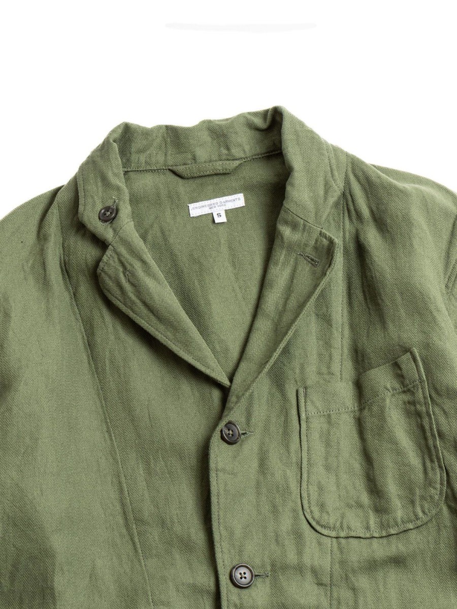 Engineered Garments Loiter Jacket Olive Cotton Hemp Satin | Jackets