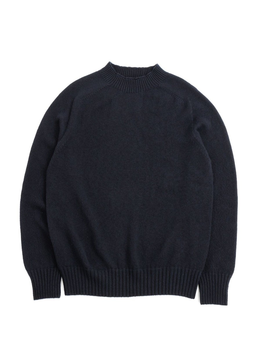 Margaret Howell Saddle Crew Cotton Cashmere Ink | Knitwear