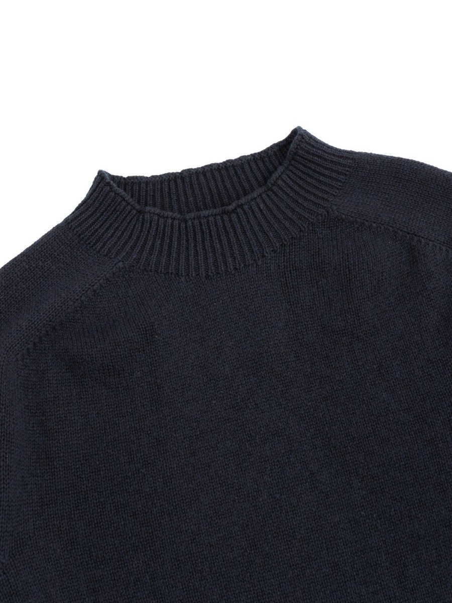 Margaret Howell Saddle Crew Cotton Cashmere Ink | Knitwear