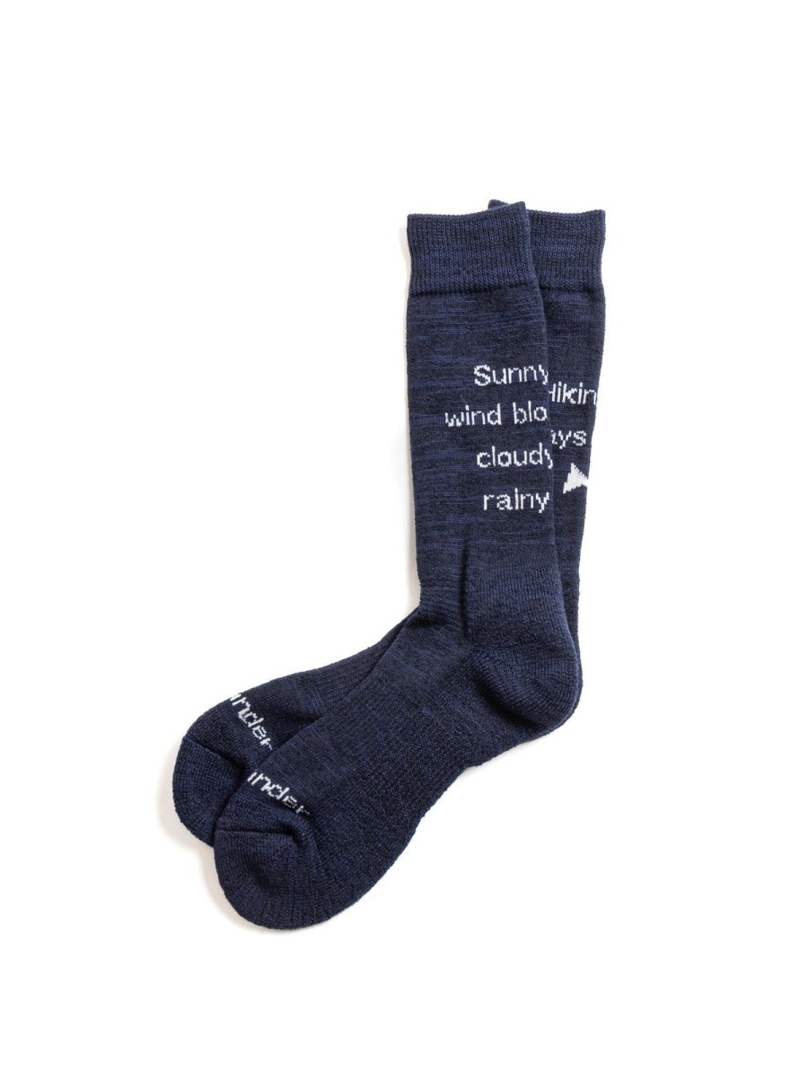 and wander Pe/Co Pile Sock Navy | Socks