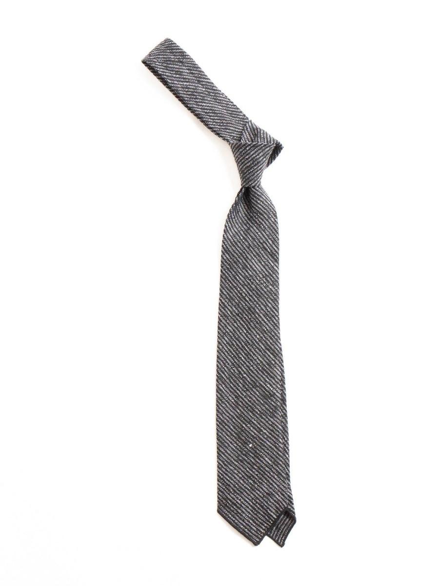 Engineered Garments Neck Tie Black/Gray Linen Stripe | Ties & Pocket Squares