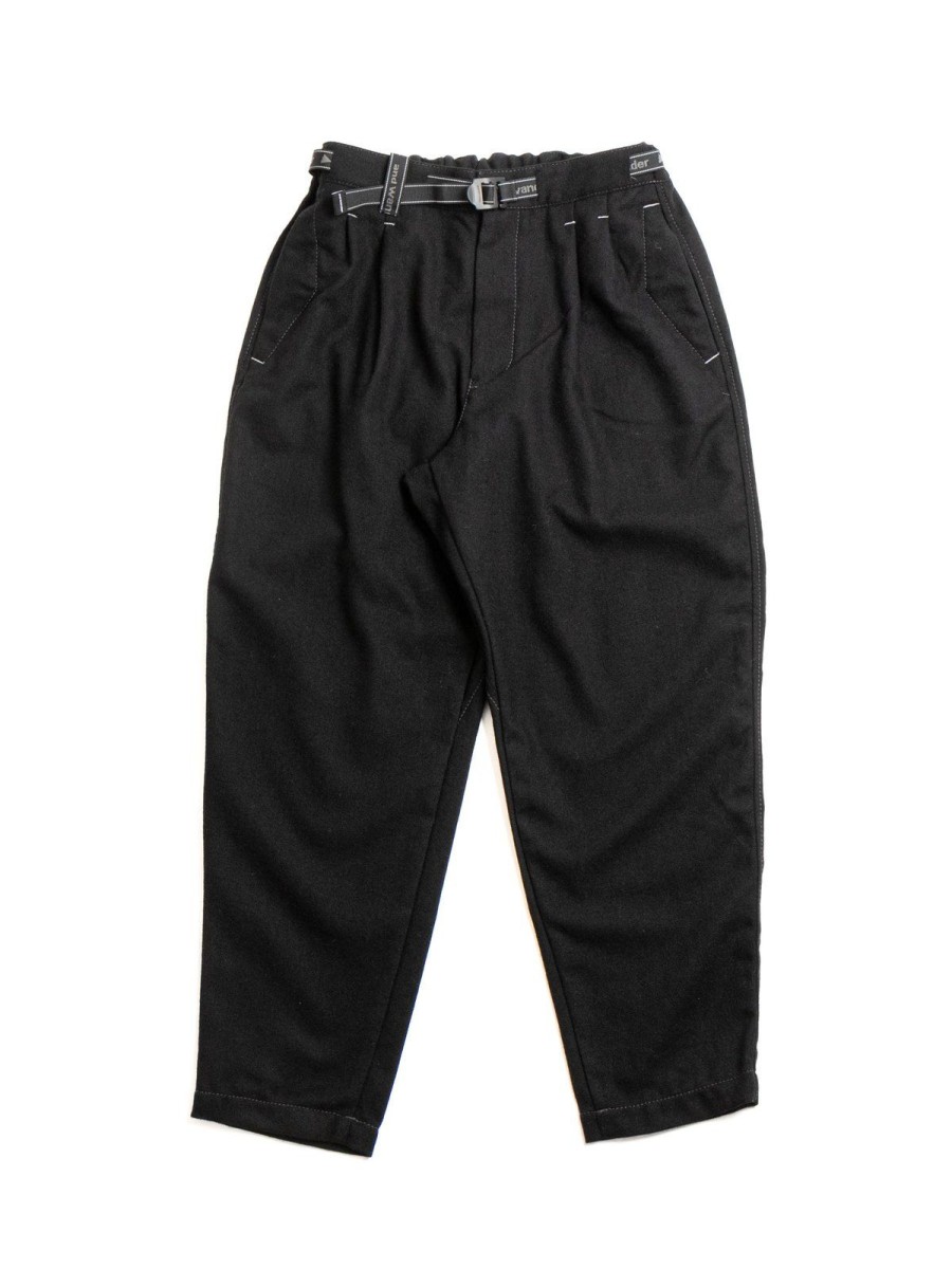 and wander Rewool Tweed Tapered Pants Black | Trousers