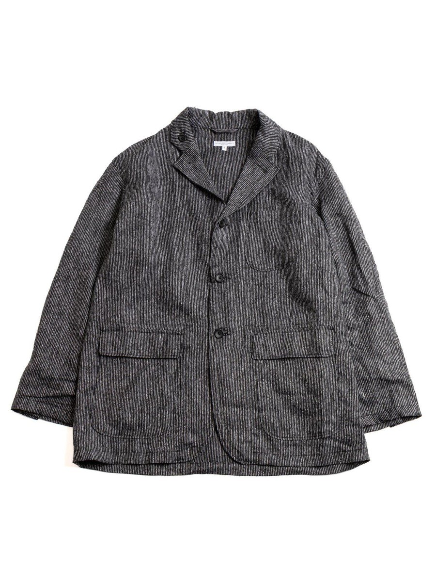 Engineered Garments Loiter Jacket Black Grey Linen Stripe | Jackets