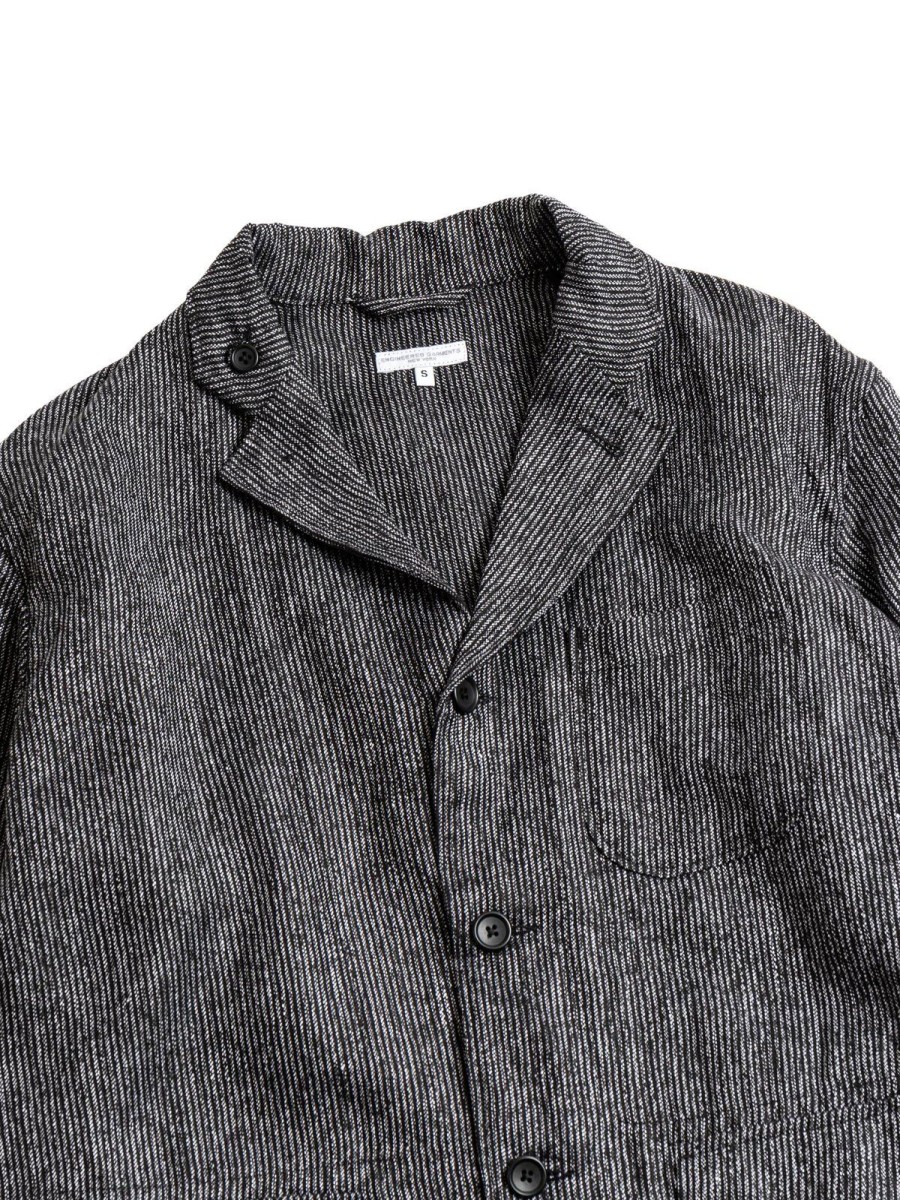 Engineered Garments Loiter Jacket Black Grey Linen Stripe | Jackets