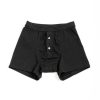 Merz B. Schwanen 255 Loopwheeled Boxer Button Fly Deep Black | Underwear