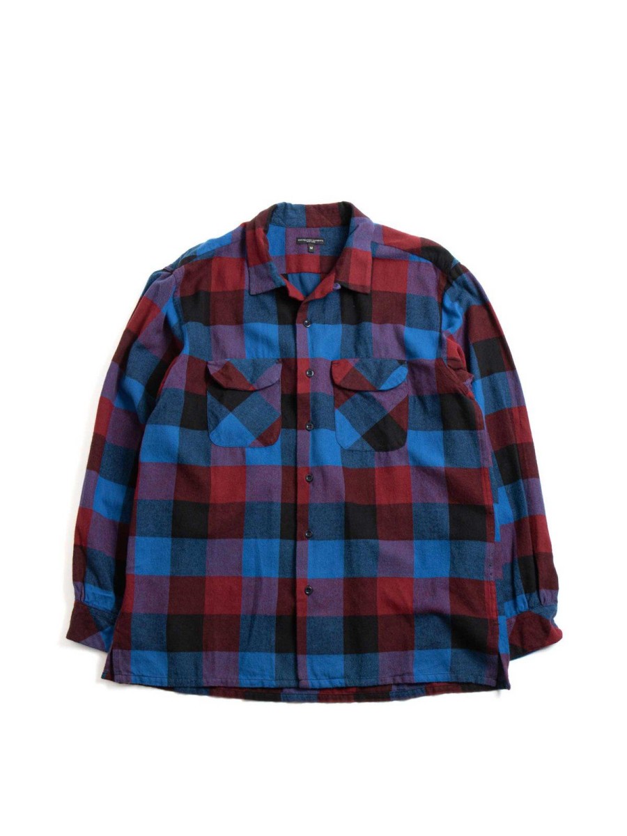 Engineered Garments Classic Shirt Blue/Red Cotton Block Check | Shirts