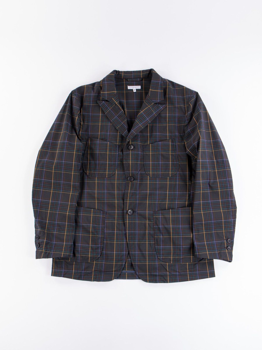 Engineered Garments Dark Brown Polyester Rayon Glen Plaid Nb Jacket | Outerwear