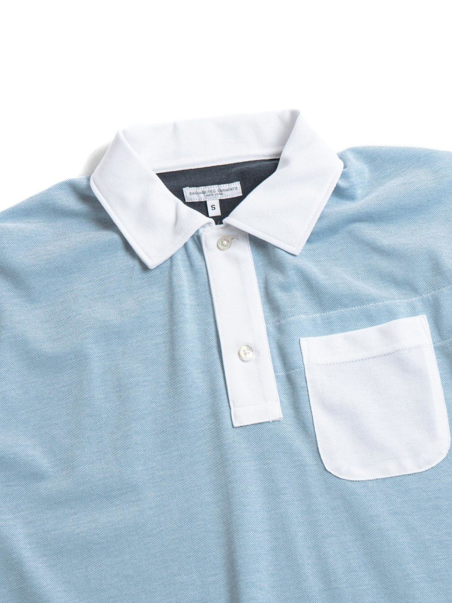 Engineered Garments Polo Shirt Combo Lt.Blue Cotton Pique | T Shirts S/S