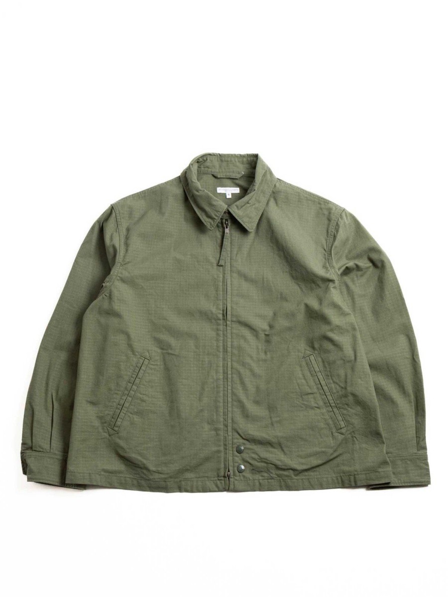 Engineered Garments Claigton Jacket Olive Cotton Ripstop | Jackets