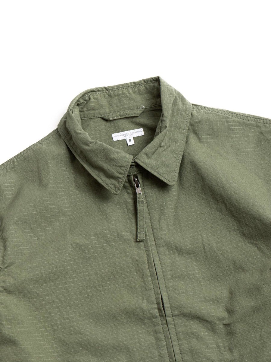 Engineered Garments Claigton Jacket Olive Cotton Ripstop | Jackets