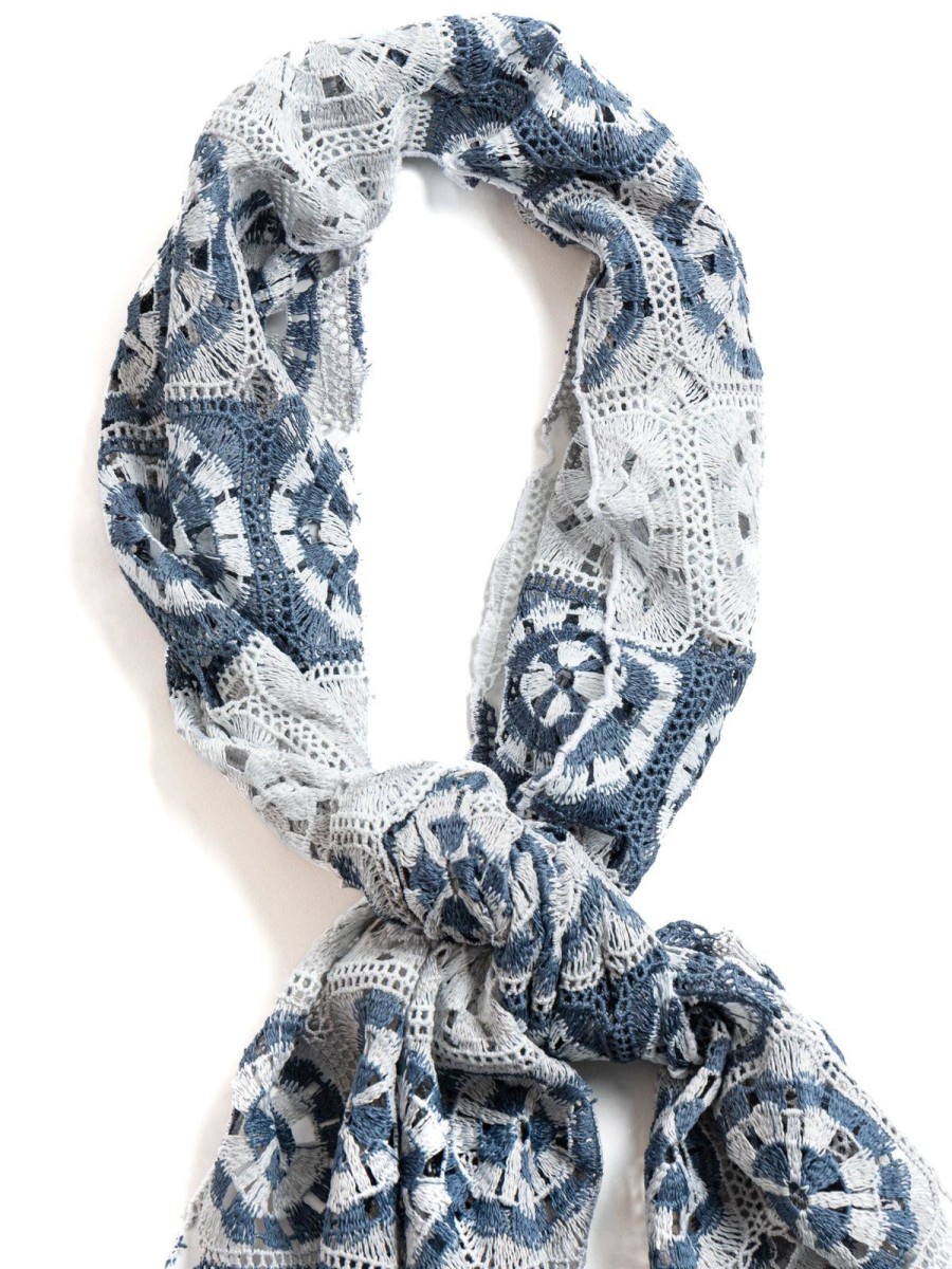 Engineered Garments Long Scarf Blue/Grey Polyester Crochet | Scarves & Shawls